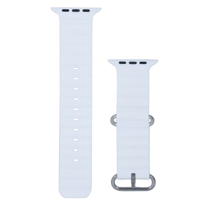 Croma Soft Silicone Ridged Strap for Apple iWatch (42mm / 44mm / 45mm) (Apple Compatible, White)