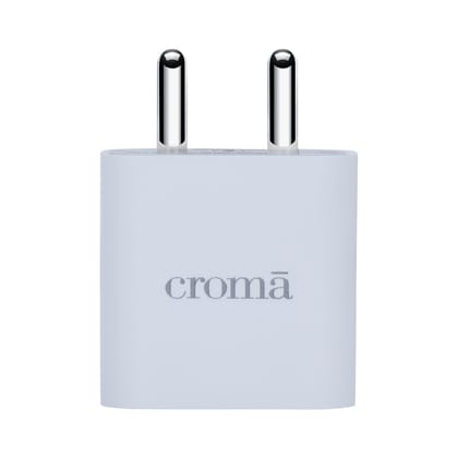 Croma 20W Type C Fast Charger (Type C to Type C Cable, Apple Compatible, White)