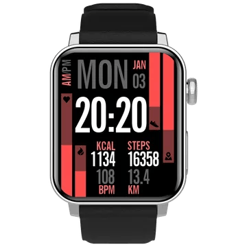 Croma Velocity AM Smartwatch with Bluetooth Calling (45.2mm AMOLED Display, IP68 Water Resistant, Silicone Strap)