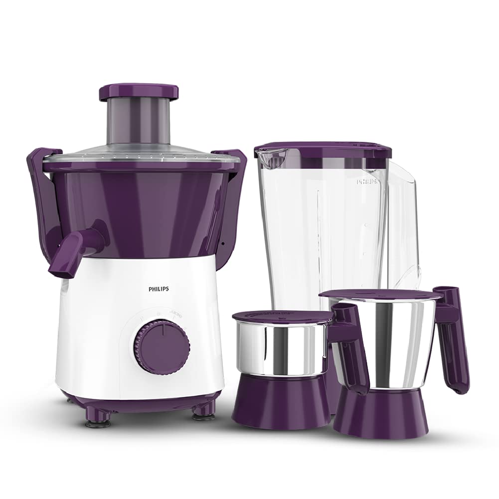 Philips HL7568/01 500W Juicer Mixer Grinder With 3 Jars and XL Feeding Tube, Quick and Easy Assembly
