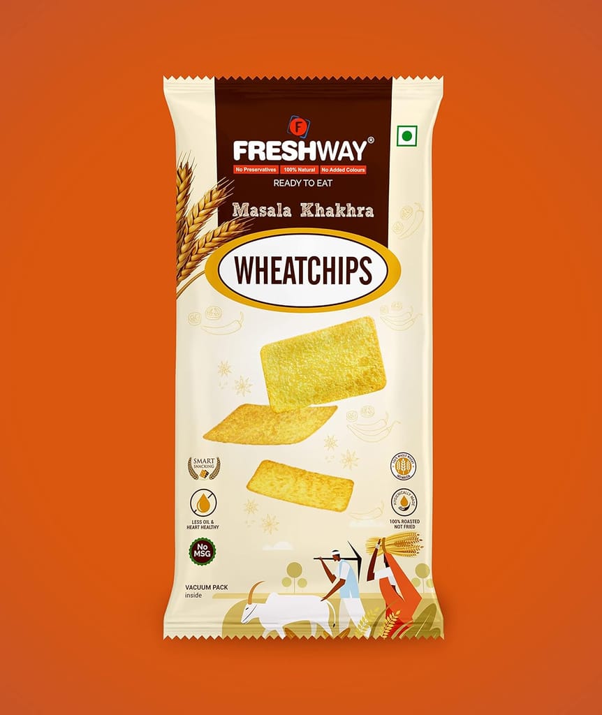 Freshway Masala Khakhra Pack of 5 Jawar Bajra Khakhra Pack of 5 Garlic Bread Khakhra Wheatchips Pack of 5 Total Pack of 15