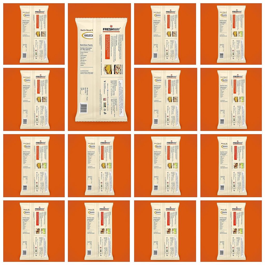 Freshway Masala Khakhra Pack of 5 Jawar Bajra Khakhra Pack of 5 Garlic Bread Khakhra Wheatchips Pack of 5 Total Pack of 15