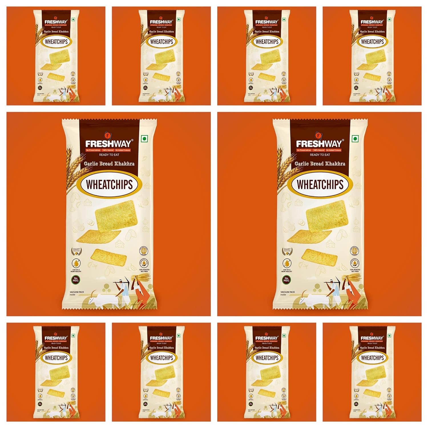 Freshway Garlic Bread Khakhra Wheatchips | A Nutritious, Flavor Packed Indian Comfort Meal in Minutes