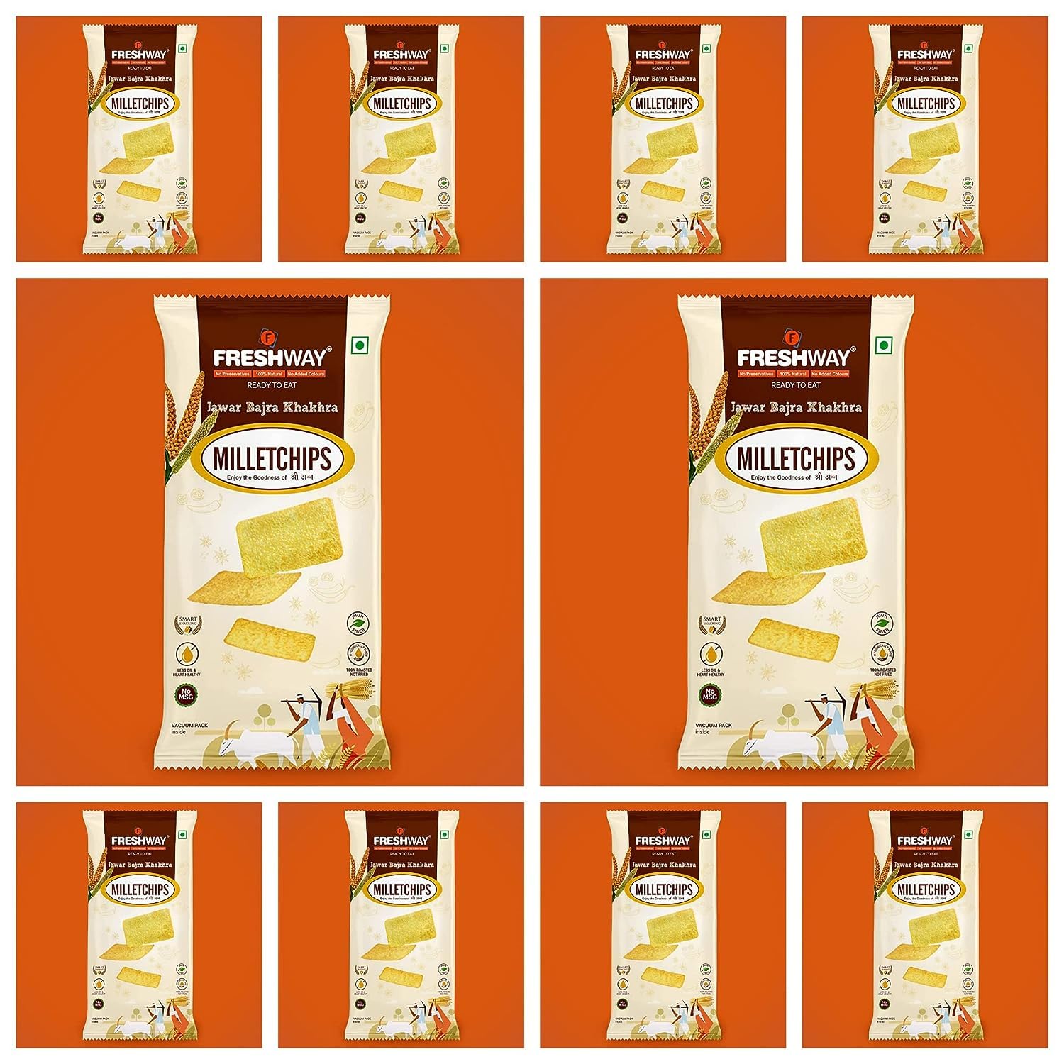 Freshway Jawar Bajra Khakhra Milletchips | A Nutritious, Flavor Packed Indian Comfort Meal in Minutes