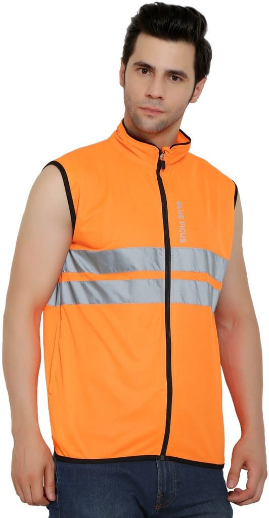BlueFicus Men's Polyester Orange Jacket Safety Jacket Running Travel Trekking and Sunscreen jacket for Men Boys Winter Casual Wear (Orange) - Jackets & Coats | Buy online on ZillyBuy