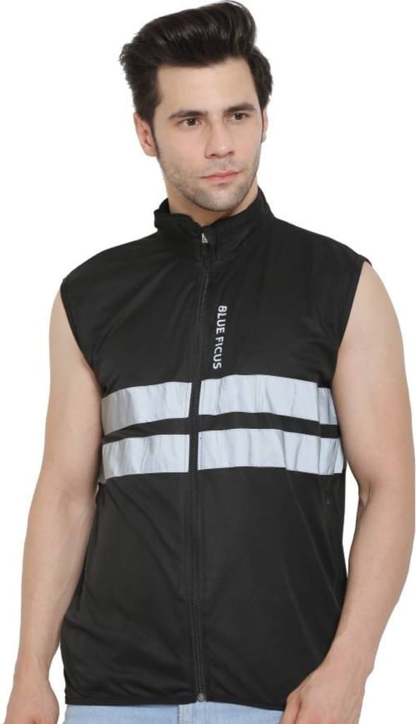BlueFicus Men's Polyester Black Jacket Safety Jacket Running Travel Trekking and Sunscreen jacket for Men Boys Winter Casual Wear (Black) - Jackets & Coats | Buy online on ZillyBuy