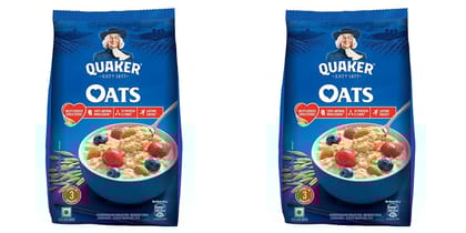 Quaker Oats | Rolled Oats Natural Wholegrain | Nutritious Breakfast Cereals | Dalia Porridge | Easy to Cook | 1 Kg Each | Pack of 2 | 2 Kg Pack