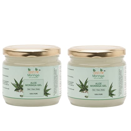 Daivik Moringa Pure & Natural Aloe Vera Gel With Vitamin E & Tea Tree Oil | Multi-purpose Beauty Aloe Vera Gel For Hair, Skin & Body (300 Grams, Pack of 2)