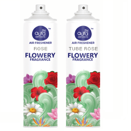 Aura Aerosols Air Freshener 300ml (Pack of 2) - Rose & Tube Rose