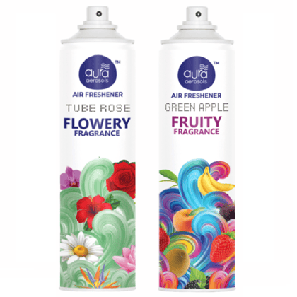 Aura Aerosols Air Freshener 300ml (Pack of 2) - Tube Rose & Green Apple