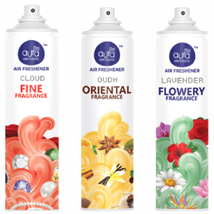 Aura Aerosols Air Freshener 300ml (Pack of 3) - Cloud, Oudh & Lavender