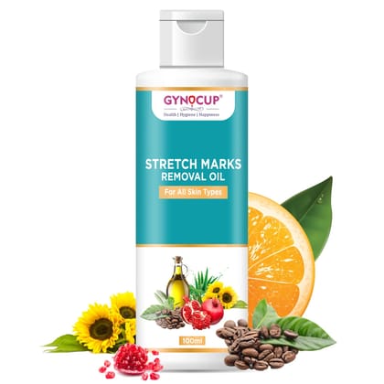 GYNOCUP Stretch Mark Removal Oil With Goodness of Sunflower Oil, Vitamin C and E, Olive Oil | For Scars & Stretch Marks - 100ML GYNOCUP Stretch Mark Removal Oil With Goodness of Sunflower Oil, Vitamin C and E, Olive Oil | For Scars & Stretch Marks - 100ML