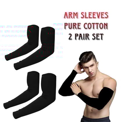 Qawvler Arm Sleeves Driving and Sports UV Protection Dust Pollution Sunburn for Men and Women 2 Pair (Black)