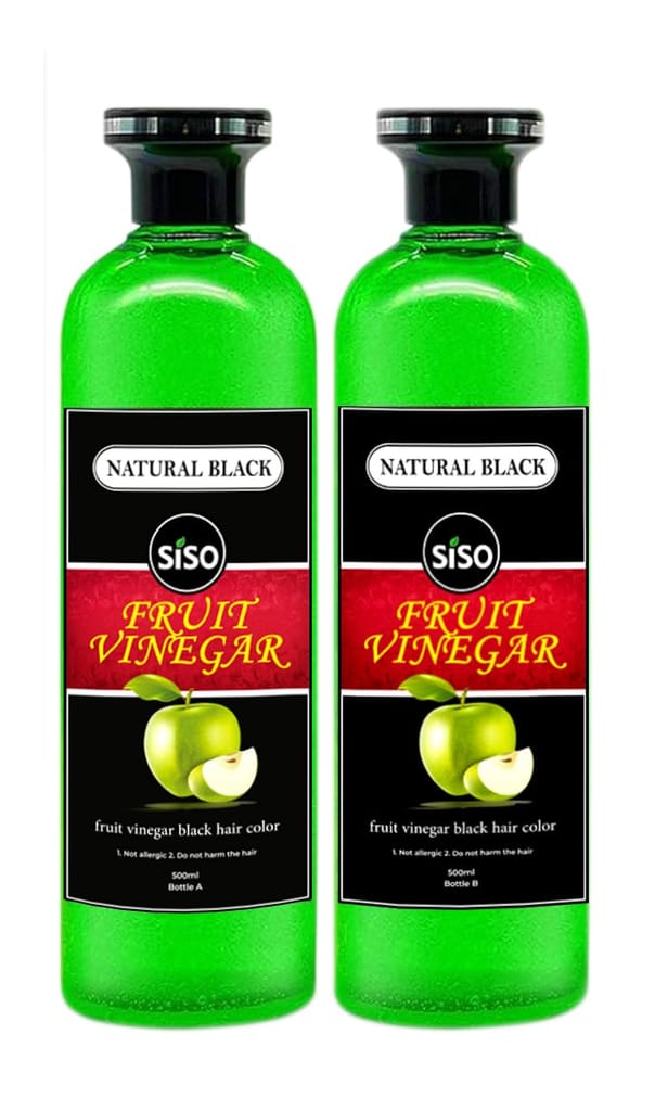 Siso Fruit Vinegar Hair Color, Natural Black Color Dye for Hair Care, Natural Ammonia Free Color Dye (500ml x 2) | Made In India