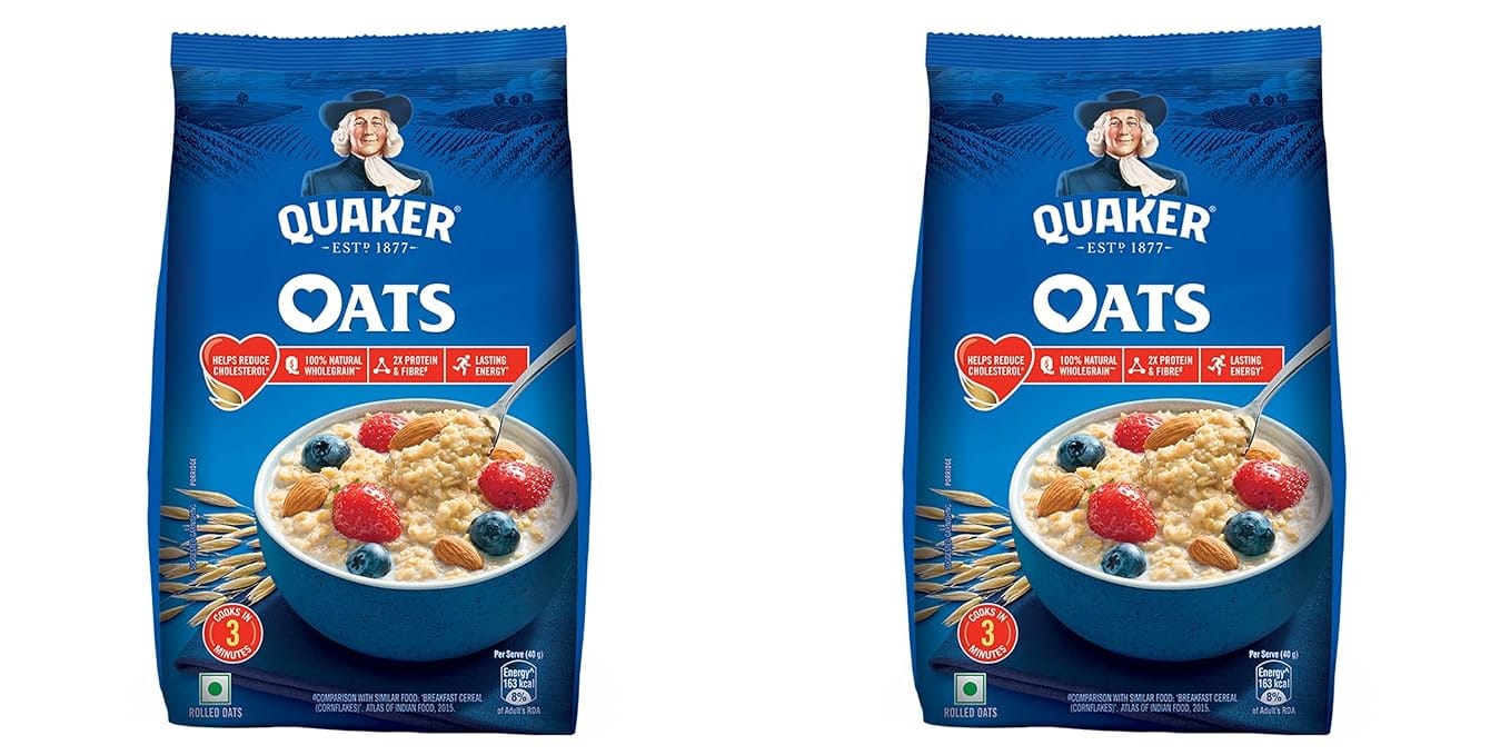 Quaker Oats | Rolled Oats Natural Wholegrain | Nutritious Breakfast Cereals | Dalia Porridge | Easy to Cook | 400 Gm Each | Pack of 2 | 800 Gm Pack