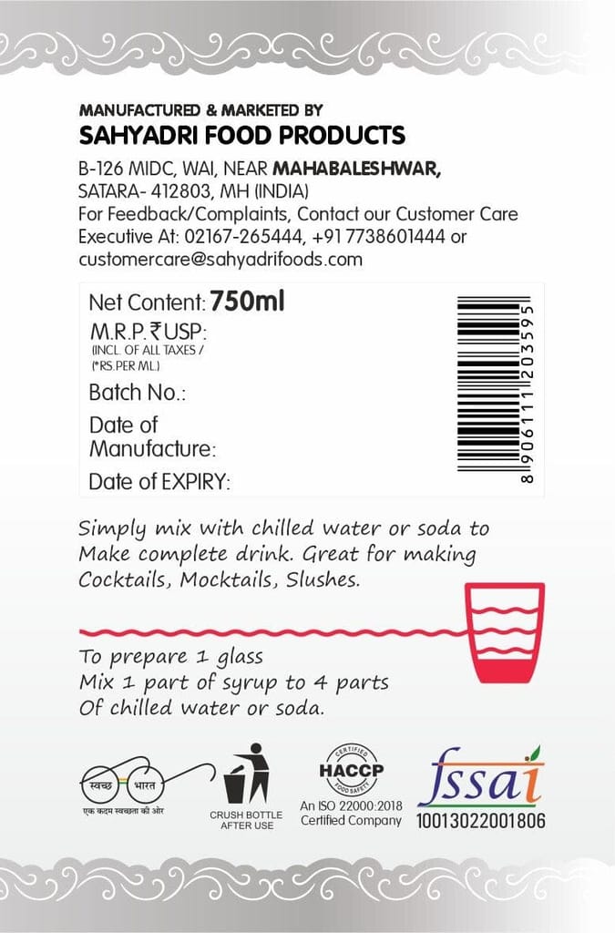 Frujoy Minted Raspberry Mint Mojito Syrup 750ml | For Drinks Juices | Fruit Mocktail | Cocktail | Sharbat | Baking Essentials | Beverages