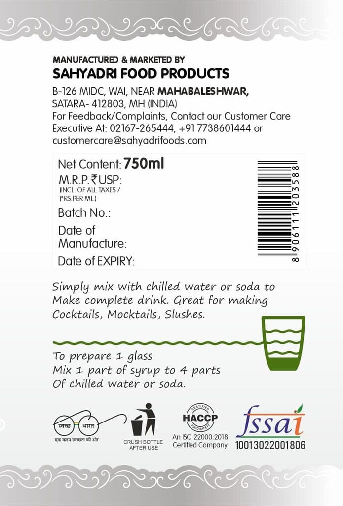 Frujoy Minted Green Apple Mint Mojito 750ml | For Drinks Juices | Fruit Mocktail | Cocktail | Sharbat | Baking Essentials | Beverages