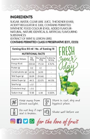 Frujoy Mojito 750ml | For Fruit Mocktail | Cocktail | Juices & Shake| Beverages