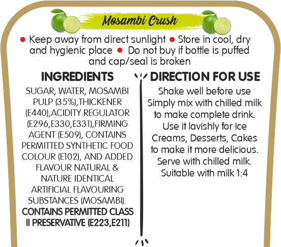 Frujoy Mosambi Crush 750 ml | For Fruit Mocktail | Cocktail | Cake | Baking Essentials | Juices | Beverages