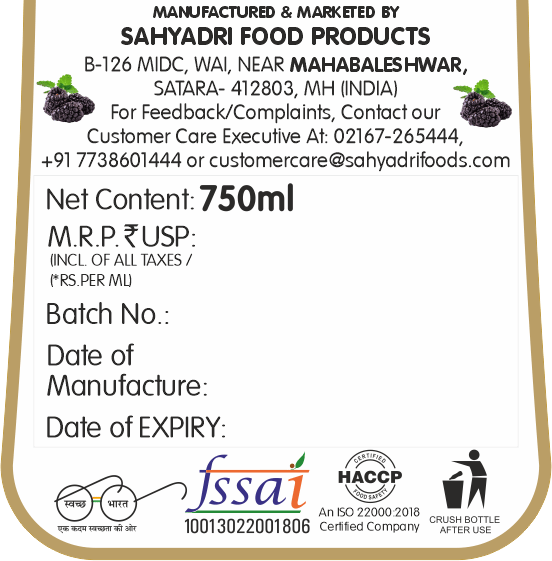 Frujoy Mulberry Crush 750ml | For Fruit Mocktail | Cocktail | Cake | Baking Essentials | Juices | Beverages