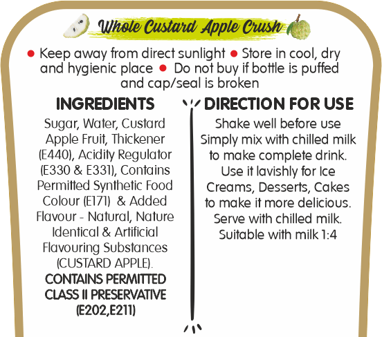 Frujoy Custard Apple Crush 750ml | For Fruit Mocktail | Cocktail | Cake | Baking Essentials | Juices | Beverages