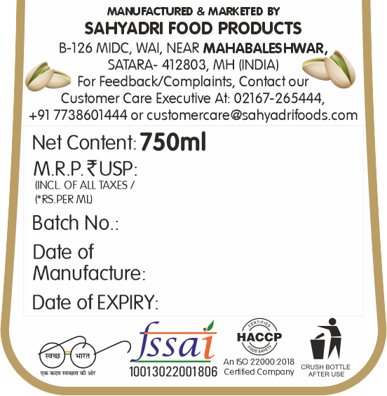 Frujoy Kesar Pista Crush 750ml | For Fruit Mocktail | Cocktail | Cake | Baking Essentials | Juices | Beverages