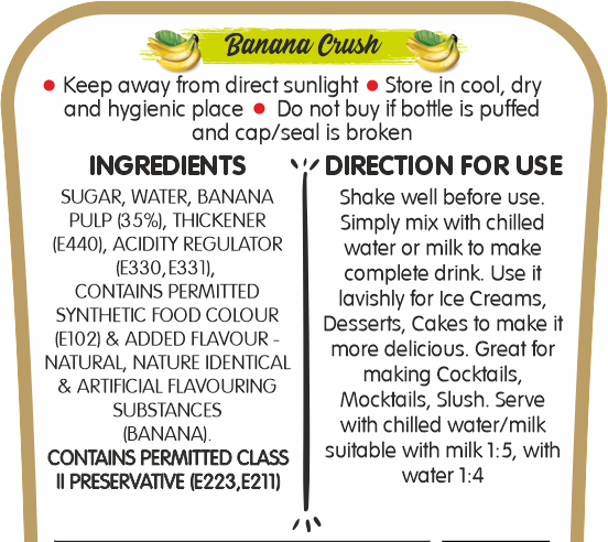 Frujoy Banana Crush 750ml | For Fruit Mocktail | Cocktail | Cake | Baking Essentials | Juices | Beverages