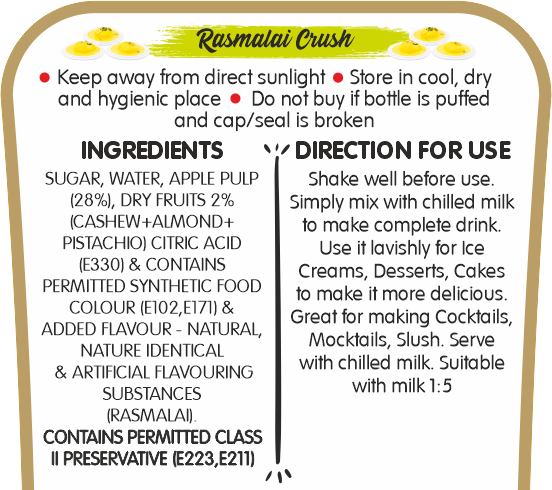 Frujoy Rasmalai Crush 750ml | For Fruit Mocktail | Cocktail | Cake | Baking Essentials | Juices | Beverages