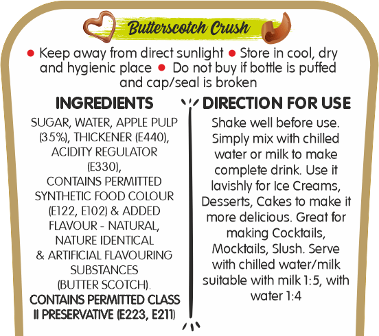 Frujoy Butter Scotch Crush 750ml | For Fruit Mocktail | Cocktail | Cake | Baking Essentials | Juices | Beverages