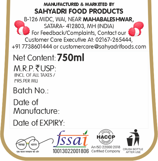 Frujoy Litchi Crush 750ml | For Fruit Mocktail | Cocktail | Cake | Baking Essentials | Juices | Beverages