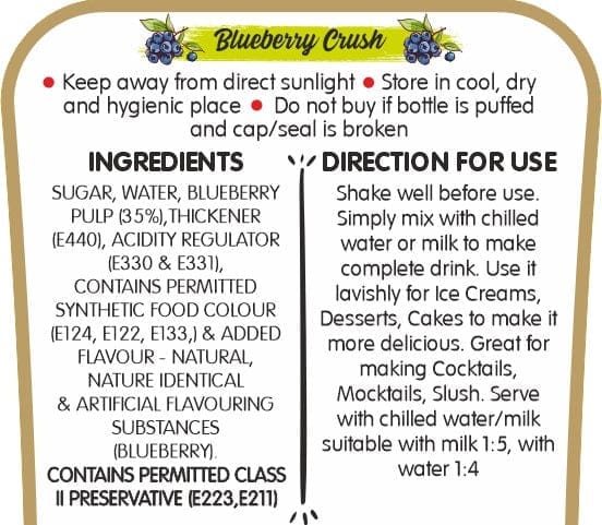 Frujoy Blue Berry Crush 750ml | For Fruit Mocktail | Cocktail | Cake | Baking Essentials