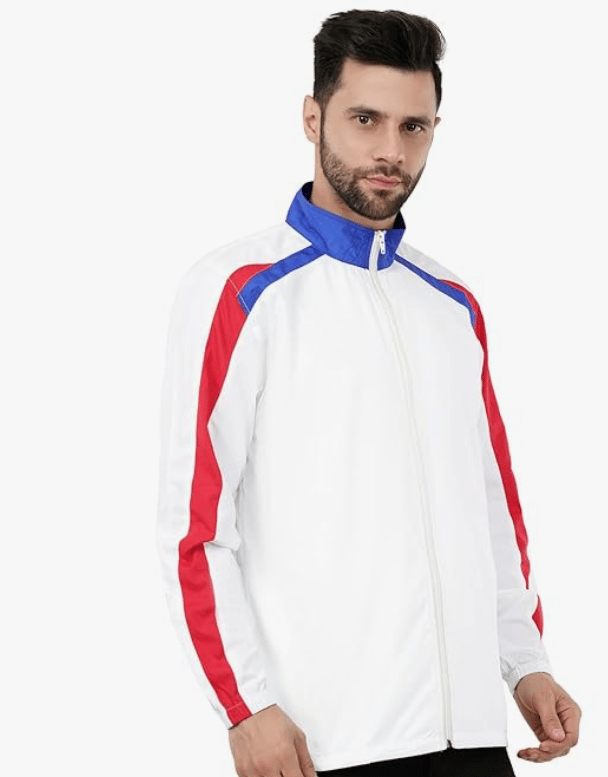 Just Junkies Polyester Men's Solid White Windbreaker Sunprotection Jacket for Bikers, Cycling, Trekking