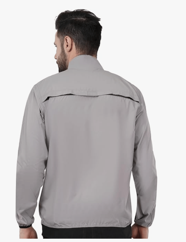 Just Junkies Polyester Men's Solid Grey Windcheater Lightweight Jacket for Bikers, Cycling, Trekking