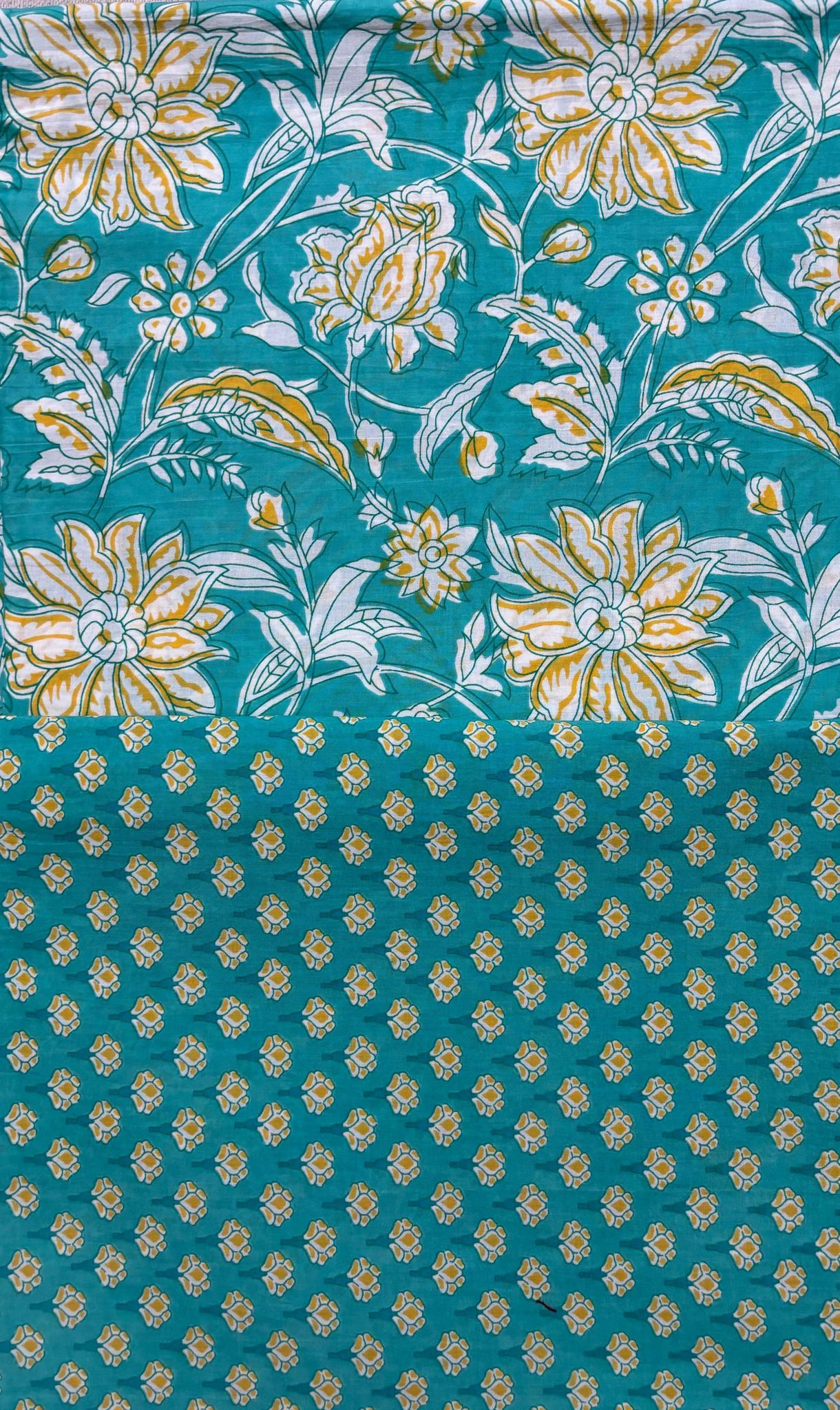 PurpleHues Creations Pure Cotton Green Printed Fabric 3 Piece Set With Top