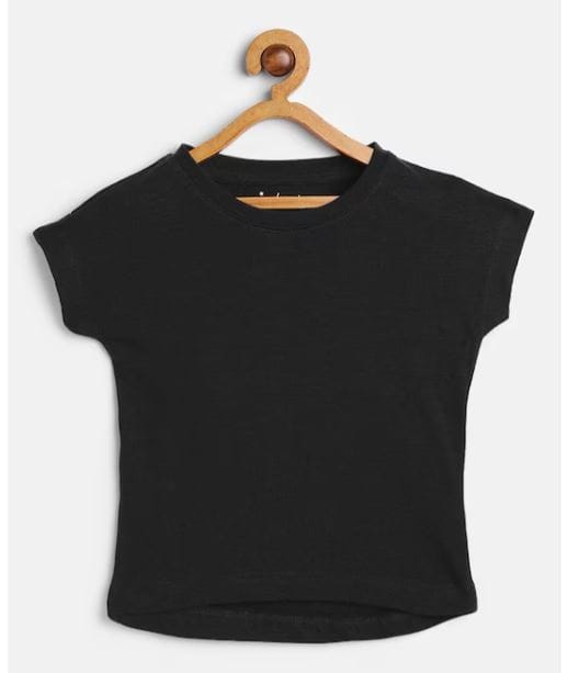 Black Extended Sleeves Pure Cotton Crop Top