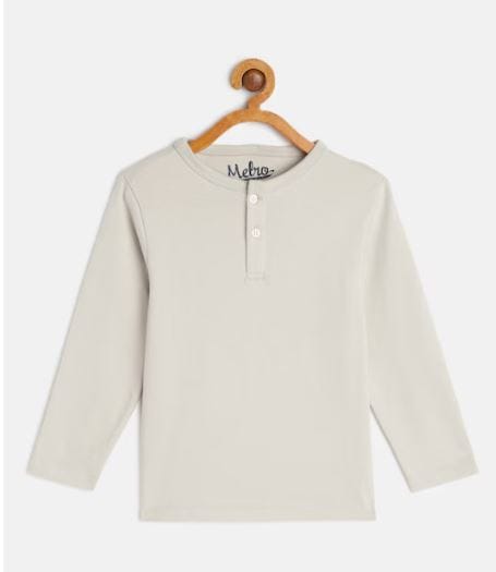 Boys Off White Henley Neck T-shirt