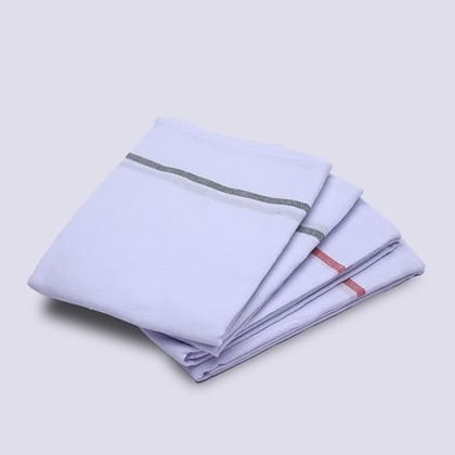 Kerala Thorthu Bath Towel Pure Cotton End Stitched | Pack of 4 | Kerala Thorthu White Cotton Towels for Bath | Light Weight, Quick Dry