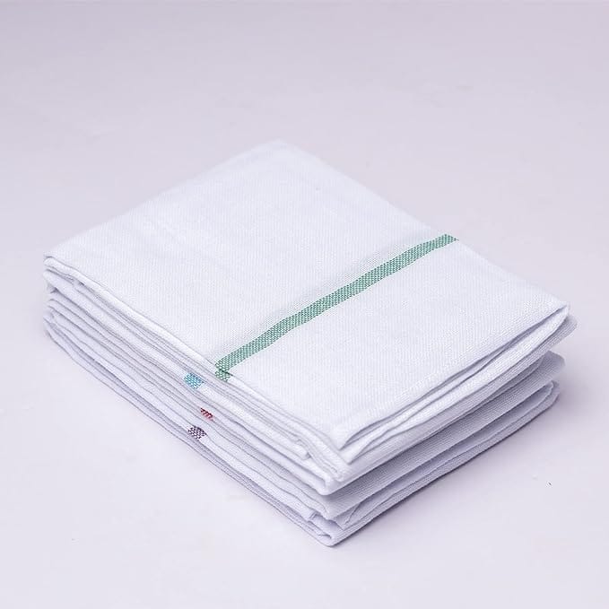 Kerala Thorthu Bath Towel Pure Cotton End Stitched | Pack of 4 | Kerala Thorthu White Cotton Towels for Bath | Light Weight, Quick Dry - Towels | Buy online on ZillyBuy