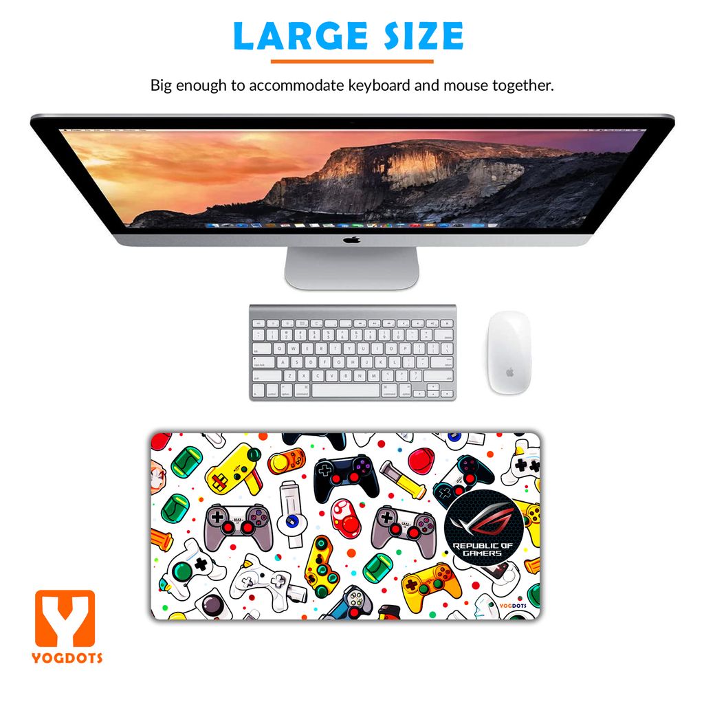 yogdots Big Size Gaming Print Mouse pad Computer Table mat for Game Lovers, Republic of Gamers Gamepad Printed Mousepad 23x11 inch