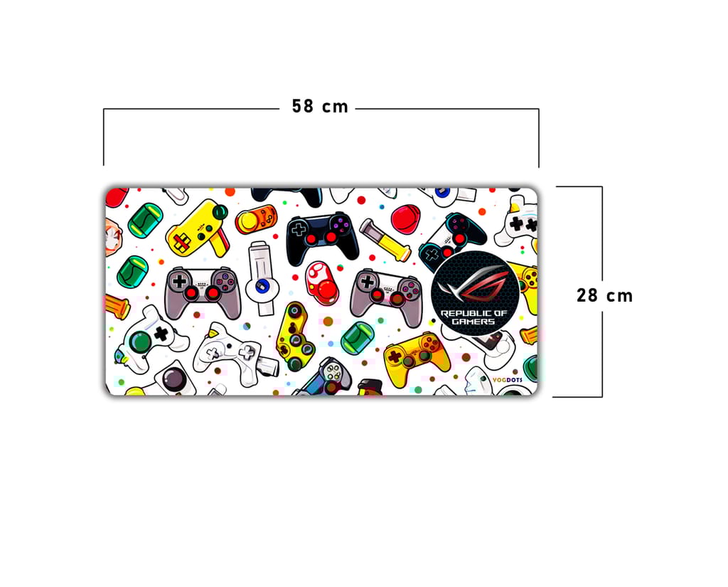 yogdots Big Size Gaming Print Mouse pad Computer Table mat for Game Lovers, Republic of Gamers Gamepad Printed Mousepad 23x11 inch