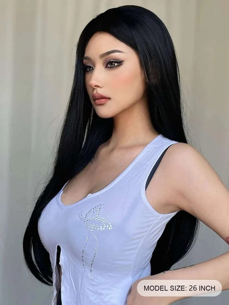 Black Wig, Wig Black, Long Wig, Wigs, Wig, Synthetic Wig, Long Straight Black Wig, Cosplay Wig, Party Wig,