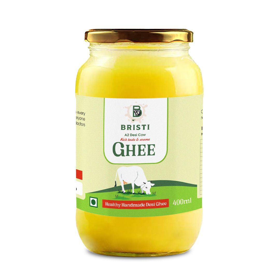 BRISTI A2 Desi Cow Ghee 400ml - Pure, Handmade, Rich Taste & Aroma