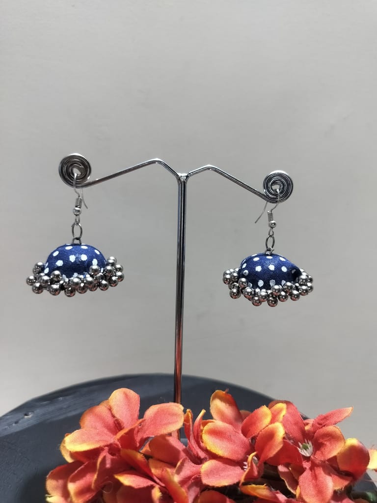 RitzyEra Blue Handmade Ajrakh Jhumkas - Earrings | Buy online on ZillyBuy