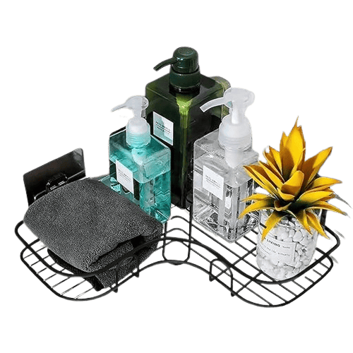 Frap Sticker Wall Mounted Bathroom Corner/ Shelf/ Rack/ Storage Organizer Iron Wall Shelf  (Number of Shelves - 2, Black)