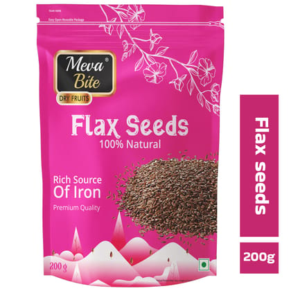 MevaBite Flax Seeds for Eating - 200g | Gluten-Free | Ideal for Hair Growth & Immunity Boosting Snacks | Source of iron & Dietary Fibre