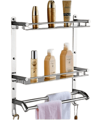 Well Set by Multi use Rack /Kitchen /Bathroom Accessories Stainless Steel Wall Shelf  (Number of Shelves - 2, Steel)