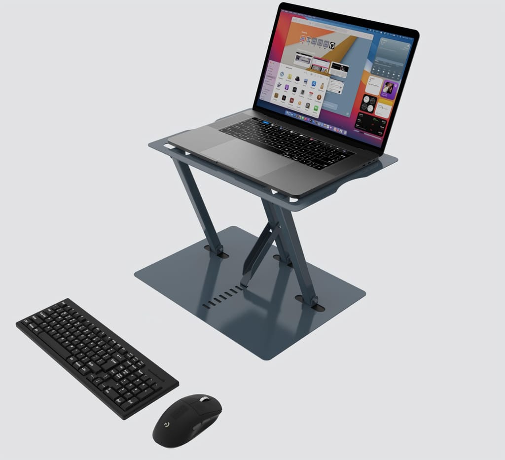 Opus Indigo Uplyft Laptop Stand for Desk Ergonomic Sit to Stand Holder and Desk Convertor Adjustable Height from 2" to 12" Supports up to 15 Kg Compatible with All Laptops and Computer Tablets