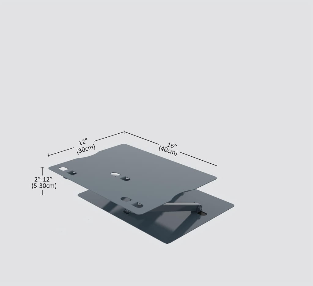 Opus Indigo Uplyft Laptop Stand for Desk Ergonomic Sit to Stand Holder and Desk Convertor Adjustable Height from 2" to 12" Supports up to 15 Kg Compatible with All Laptops and Computer Tablets