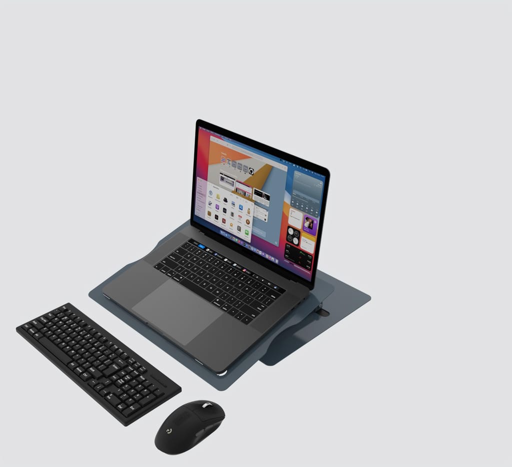 Opus Indigo Uplyft Laptop Stand for Desk Ergonomic Sit to Stand Holder and Desk Convertor Adjustable Height from 2" to 12" Supports up to 15 Kg Compatible with All Laptops and Computer Tablets