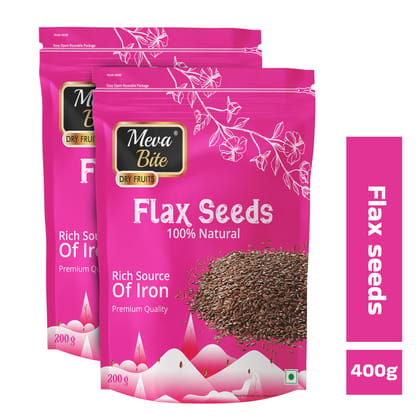 MevaBite Flax Seeds for Eating - 400g | Gluten-Free | Ideal for Hair Growth & Immunity Boosting Snacks | Source of iron & Dietary Fibre